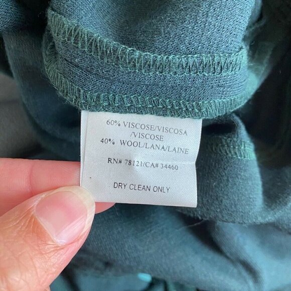 Eileen Fisher Women Straight Leg Pants Green Flat Front Elastic Waist Petite 2/4 - Picture 6 of 7